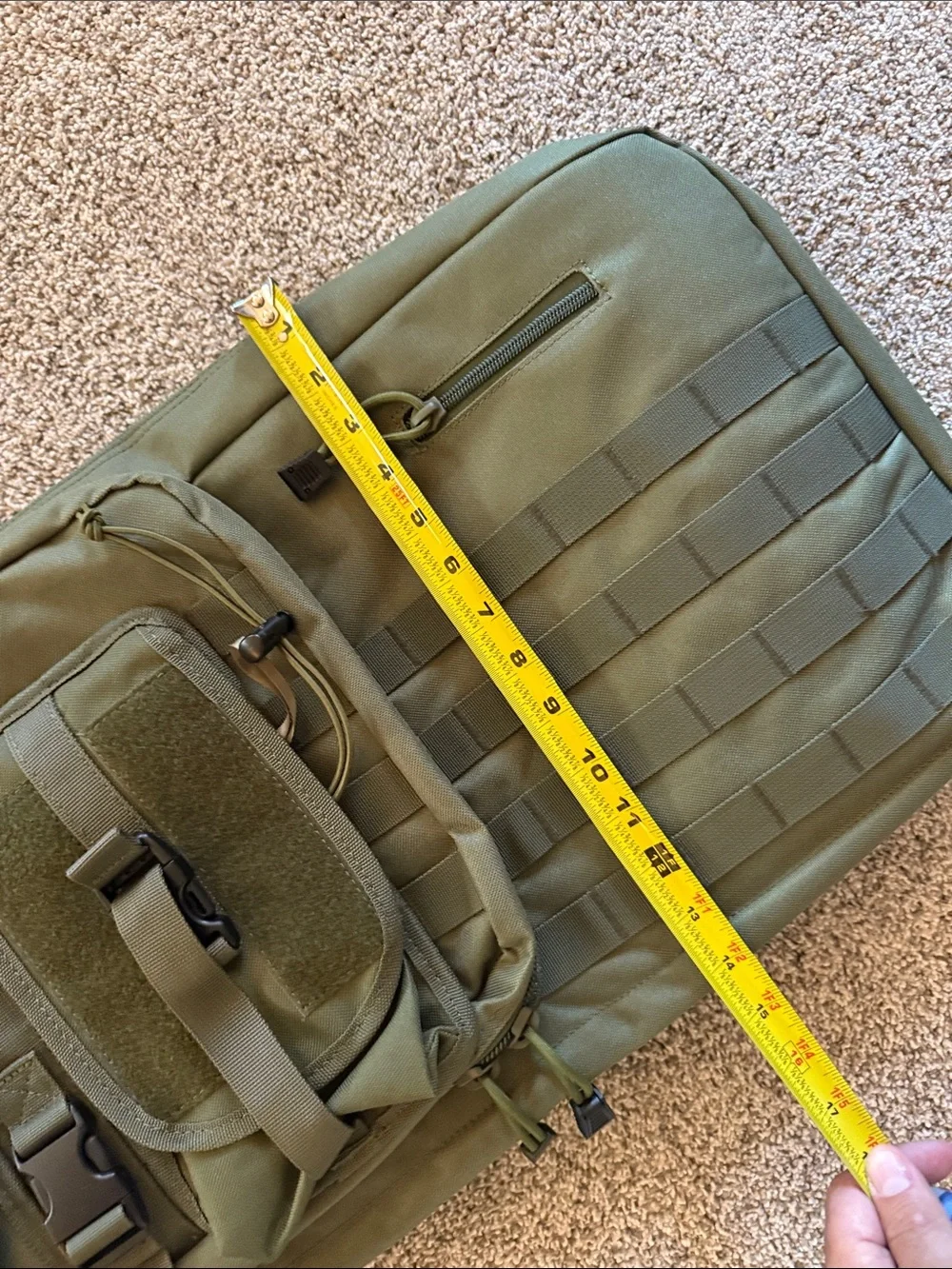 Tactical Olive Green Rifle Case with Pouches with back pack straps MOLLE webbing